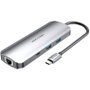 Vention TOBHB Docking USB Tipo-C con 1xHDMI, 2xUSB, 1xUSB-C, 1xUSB-C PD, RJ45, Lector SD/MicroSD, Jack 3.5mm - Gris